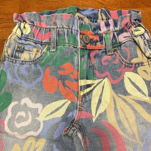 Baby Gap Girls Size 2T Just Like Mom Floral Blue Jeans Elastic Waist 100% Cotton - Picture 3 of 8